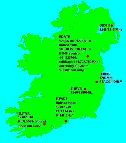 ATV Repeaters In Eire Map